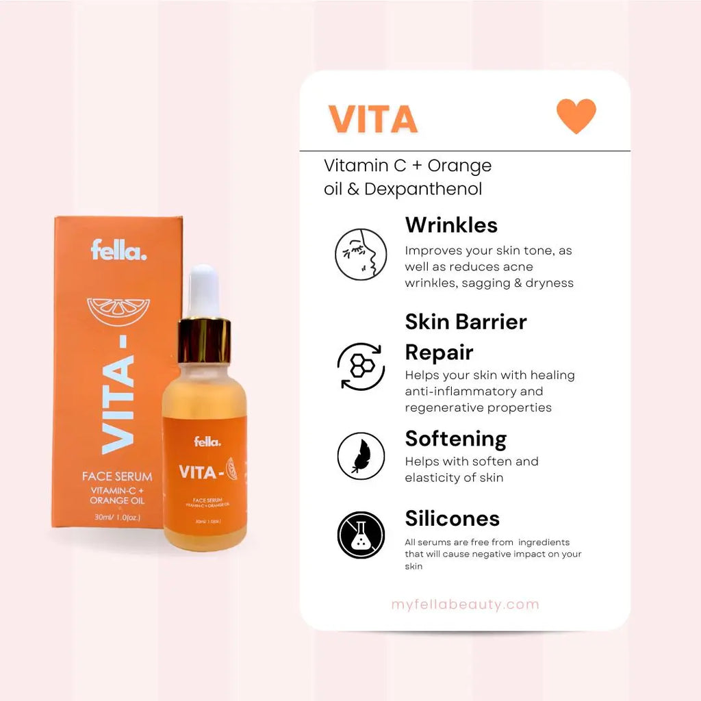 VITA  Vitamin-C Face serum Radiant Skin | Anti-Aging + Orange Oil FELLA BEAUTY