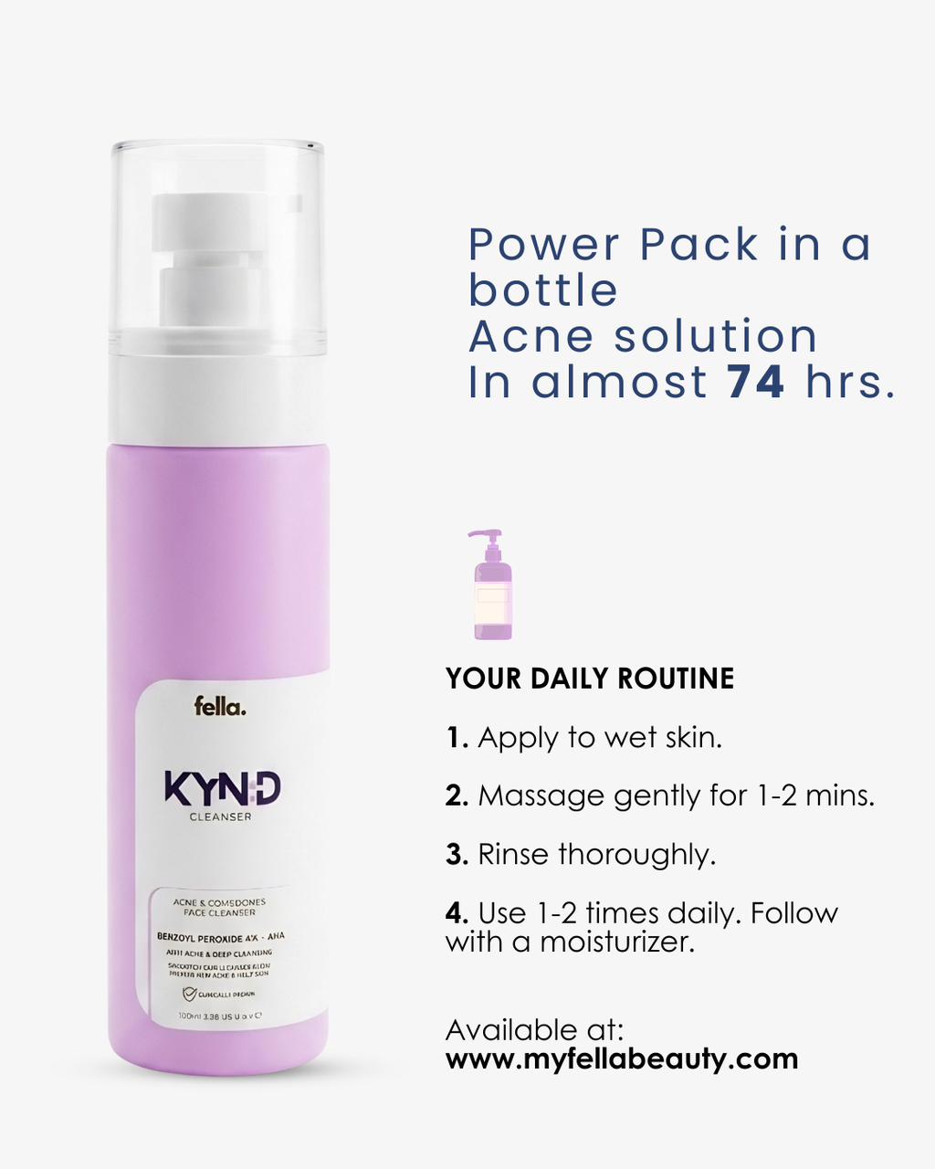 KYND - BENZOYL PEROXIDE 4% - AHA Acne & Comedones Cleanser